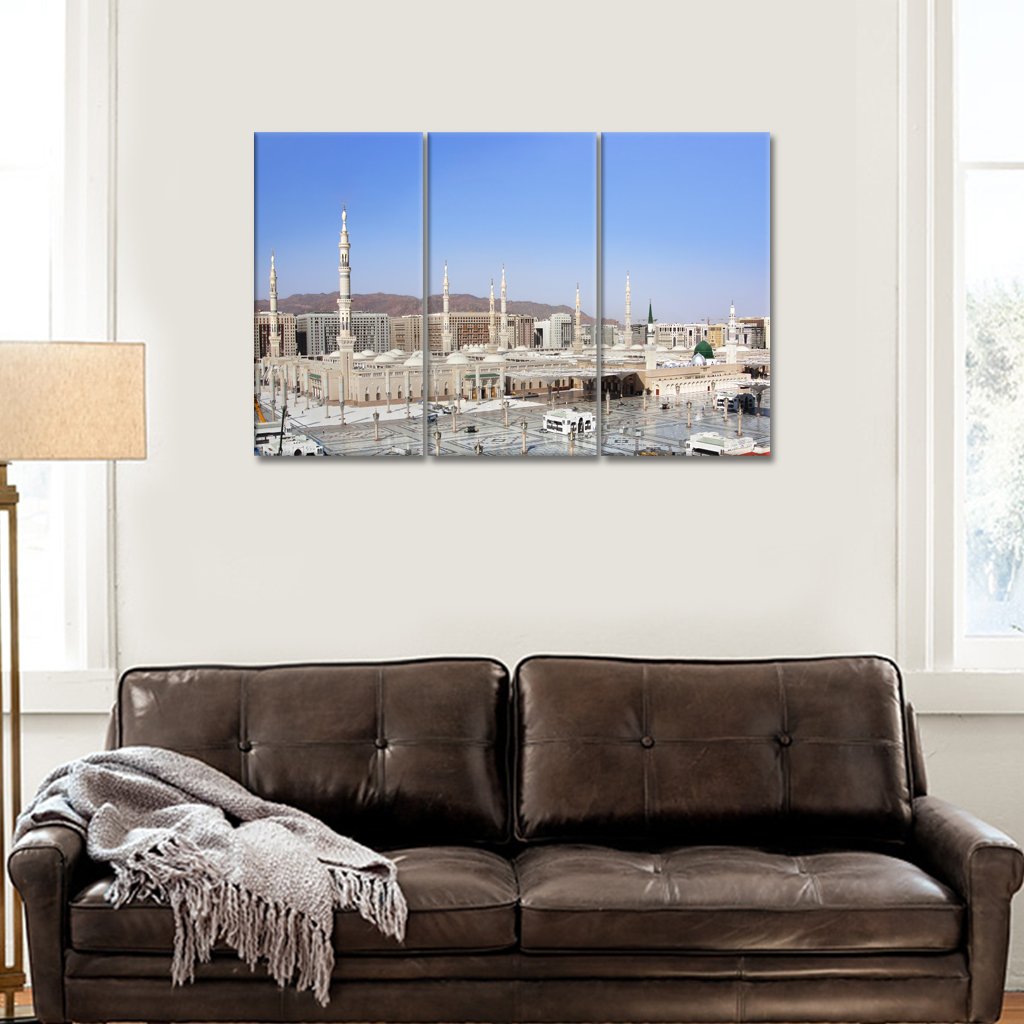 3 Panel Canvas set of Masjid Nabvi Wide angle view