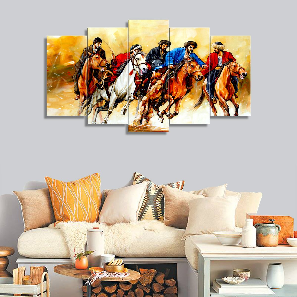 5 Panels Men-on-Powerful-Horses