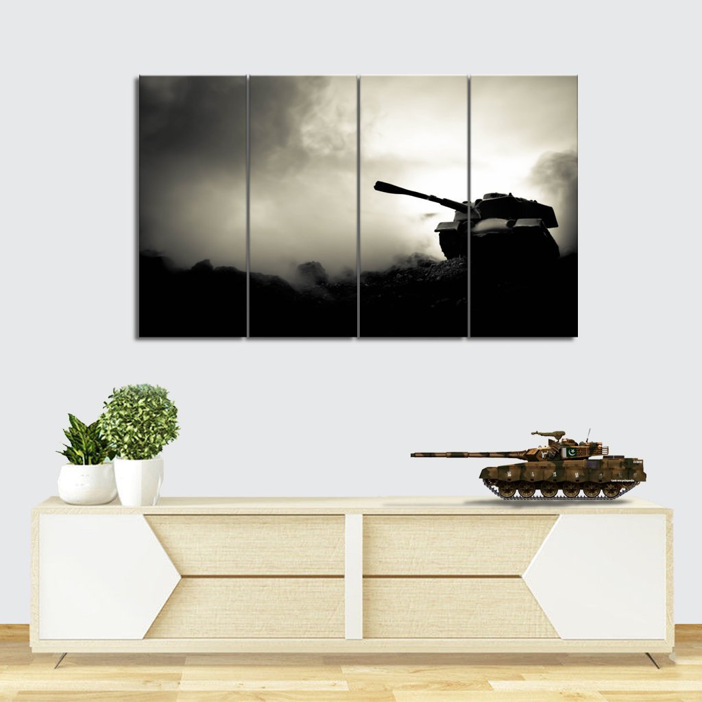 5 Panels Military-silhouettes-fighting-scene