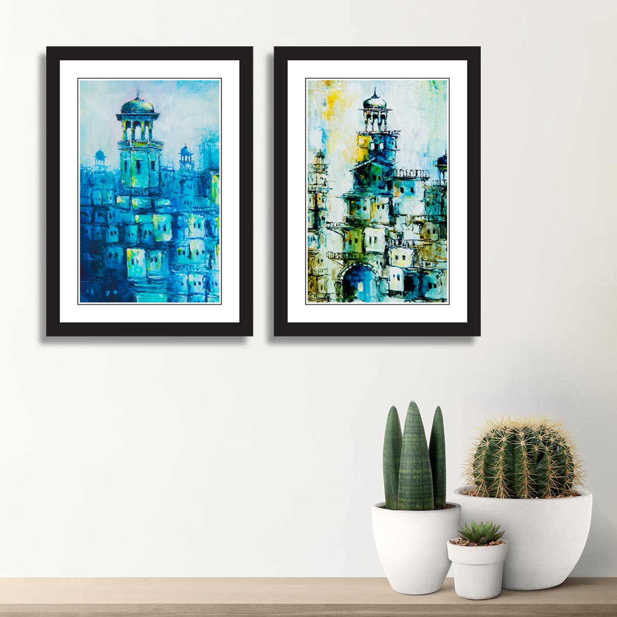 Pair of Historical Monuments  In Black Frame 01