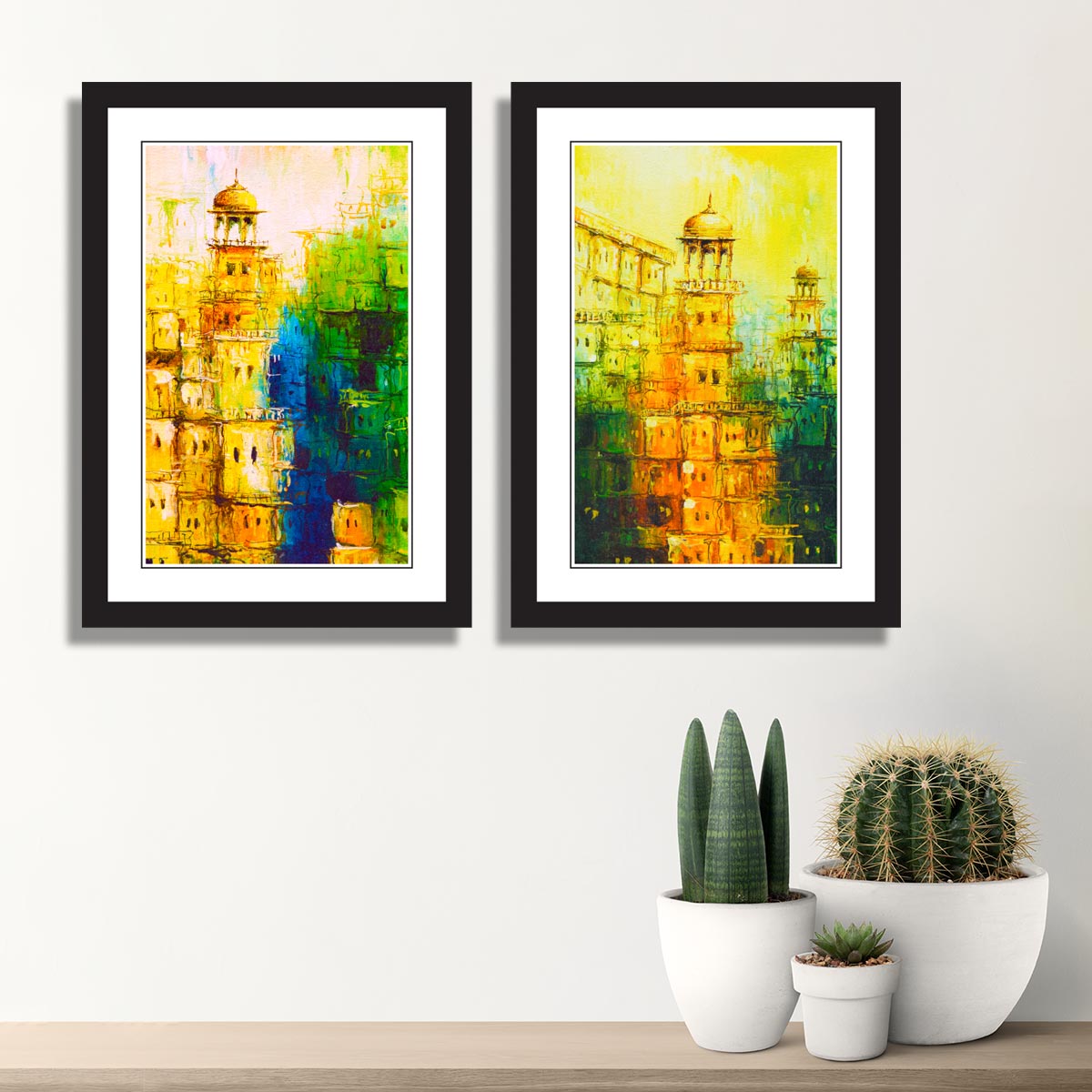 Pair of Historical Monuments  In Black Frame 04