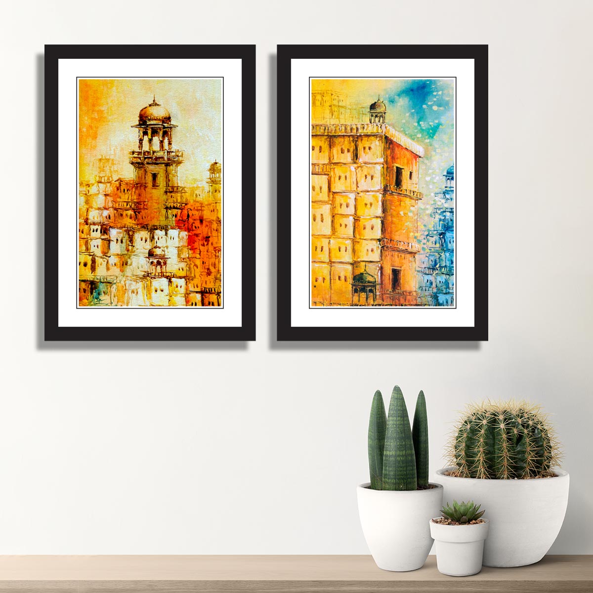 Pair of Historical Monuments  In Black Frame 06