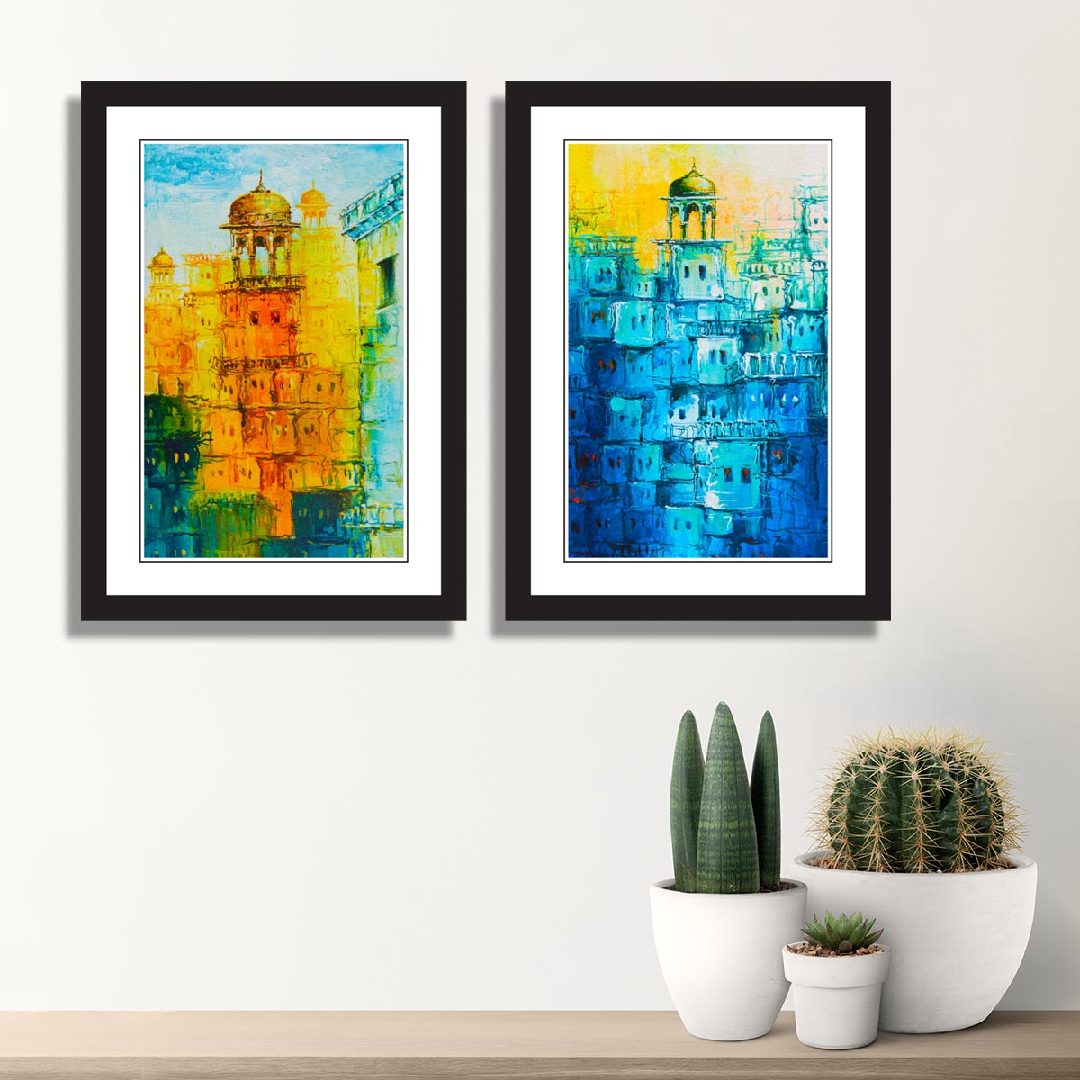 Pair of Historical Monuments  In Black Frame 08