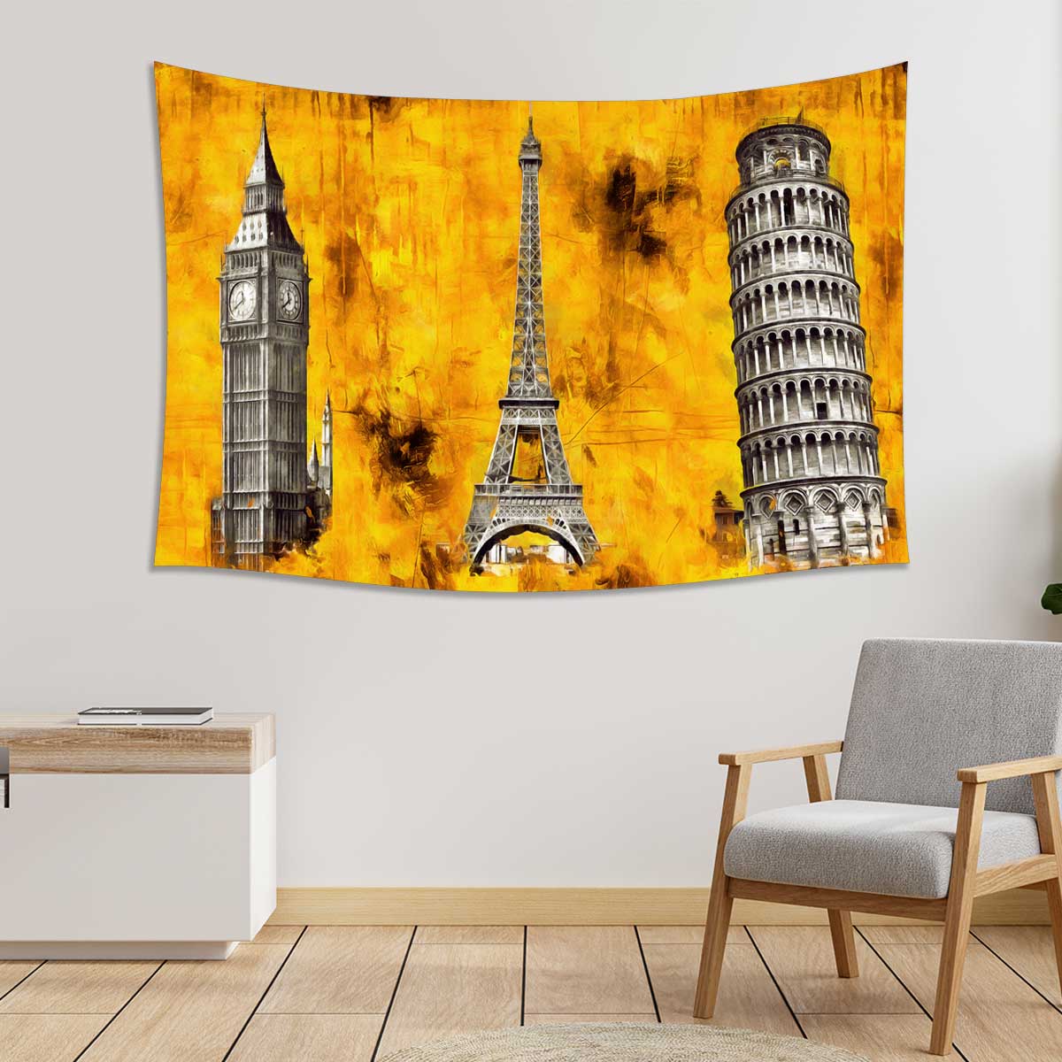 Pisa,-London,-Paris.-gold-background