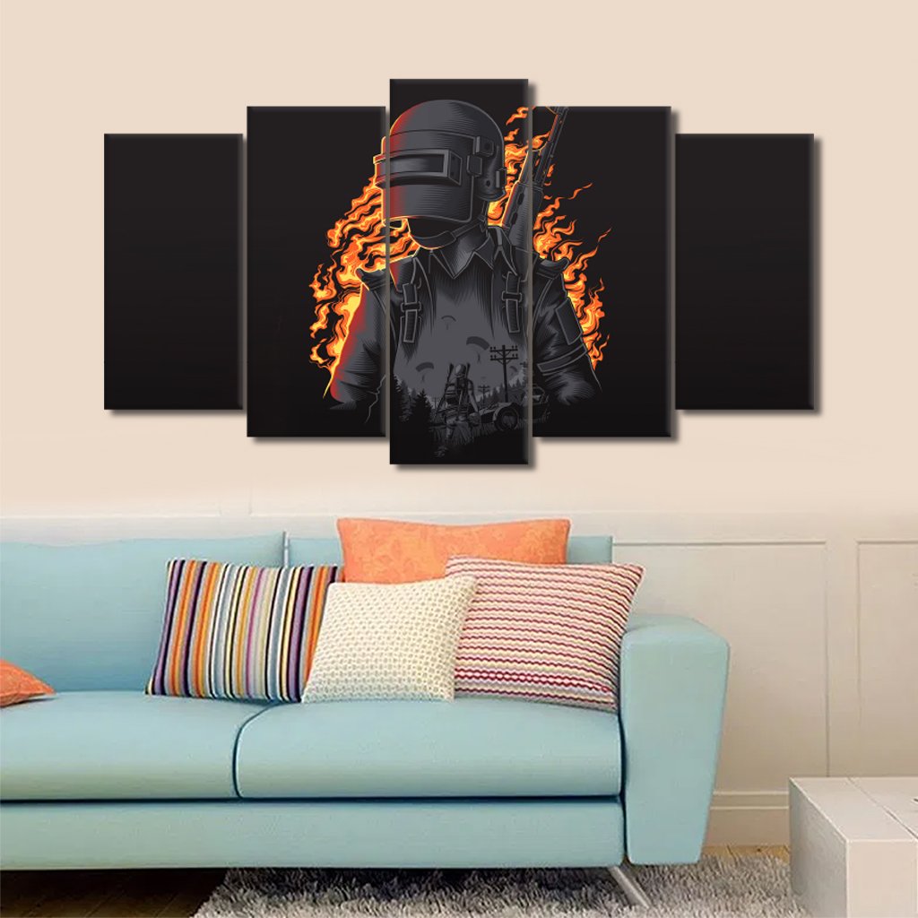 5 Panels Canvas set of Pubg_illustration