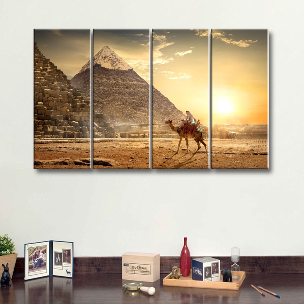 3 Panels Canvas Set Pyramids in egyptian desert