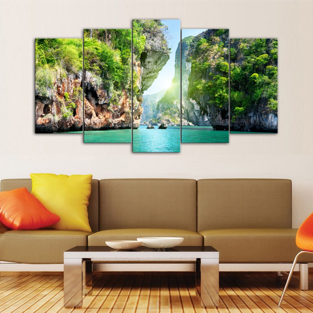 5 Panels Canvas set of rocks-and-sea-in-Krabi-Thailand