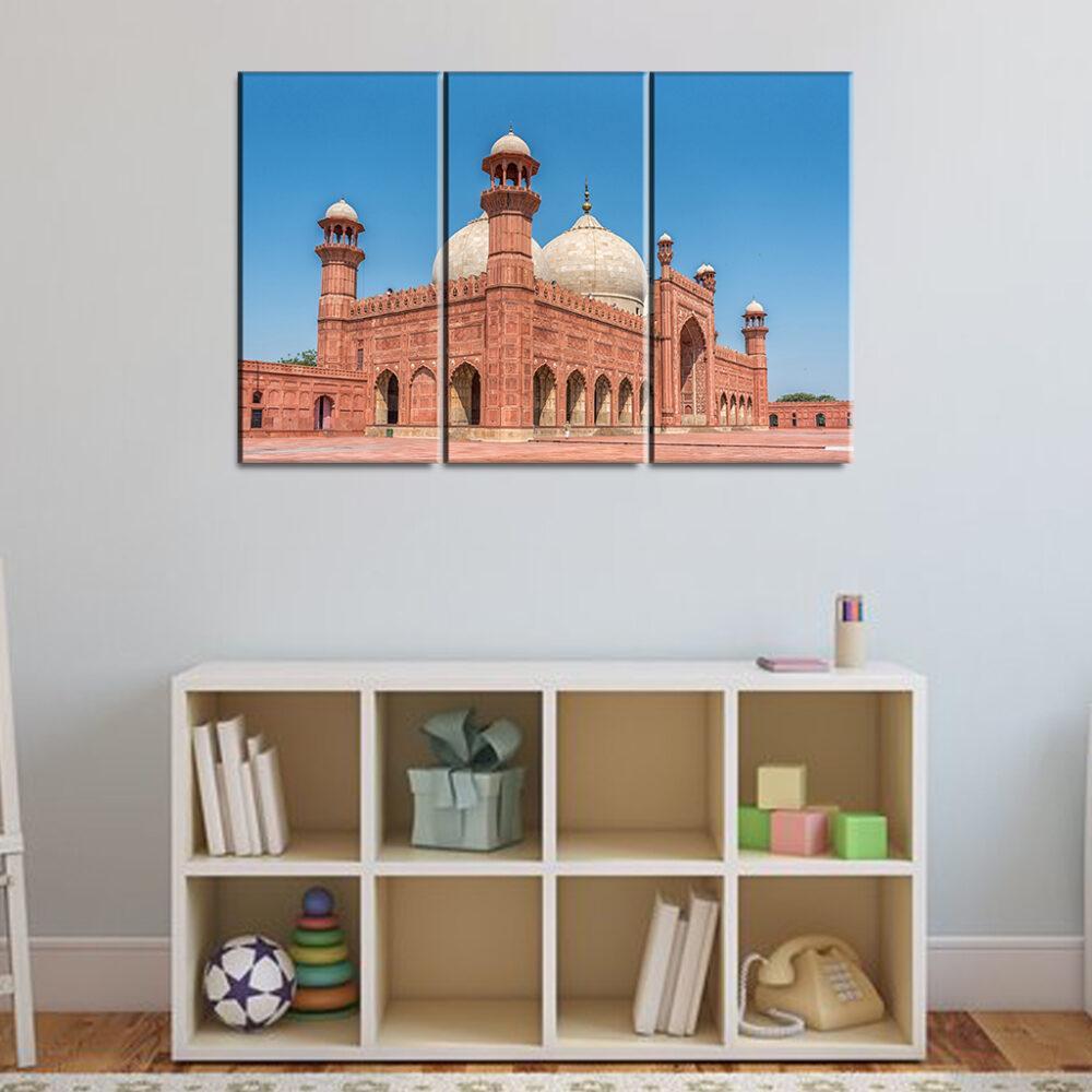 3 Panels Canvas Set Painting of Badshahi Mosque1