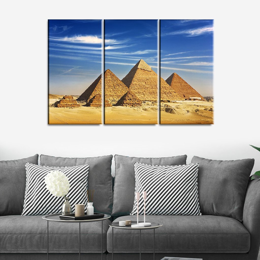 3 Panels Canvas Set painting of Giza General view of pyramids