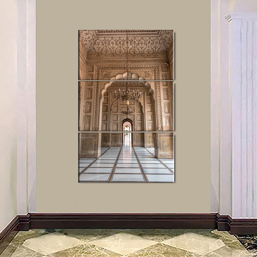 3 Panels Canvas Set of Interiors of Badshahi Mosque