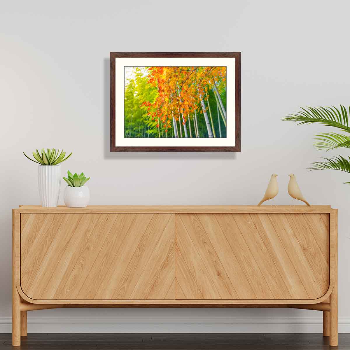 Beautiful Maple Leave with Bamboo Background