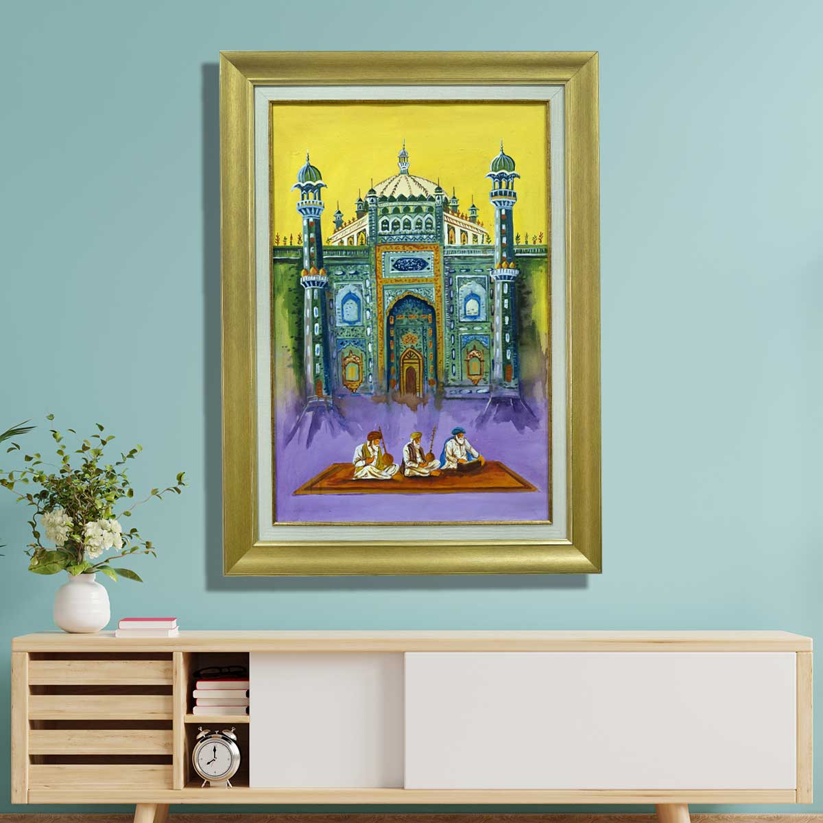 Old Village Mosque handmade painting on canvas