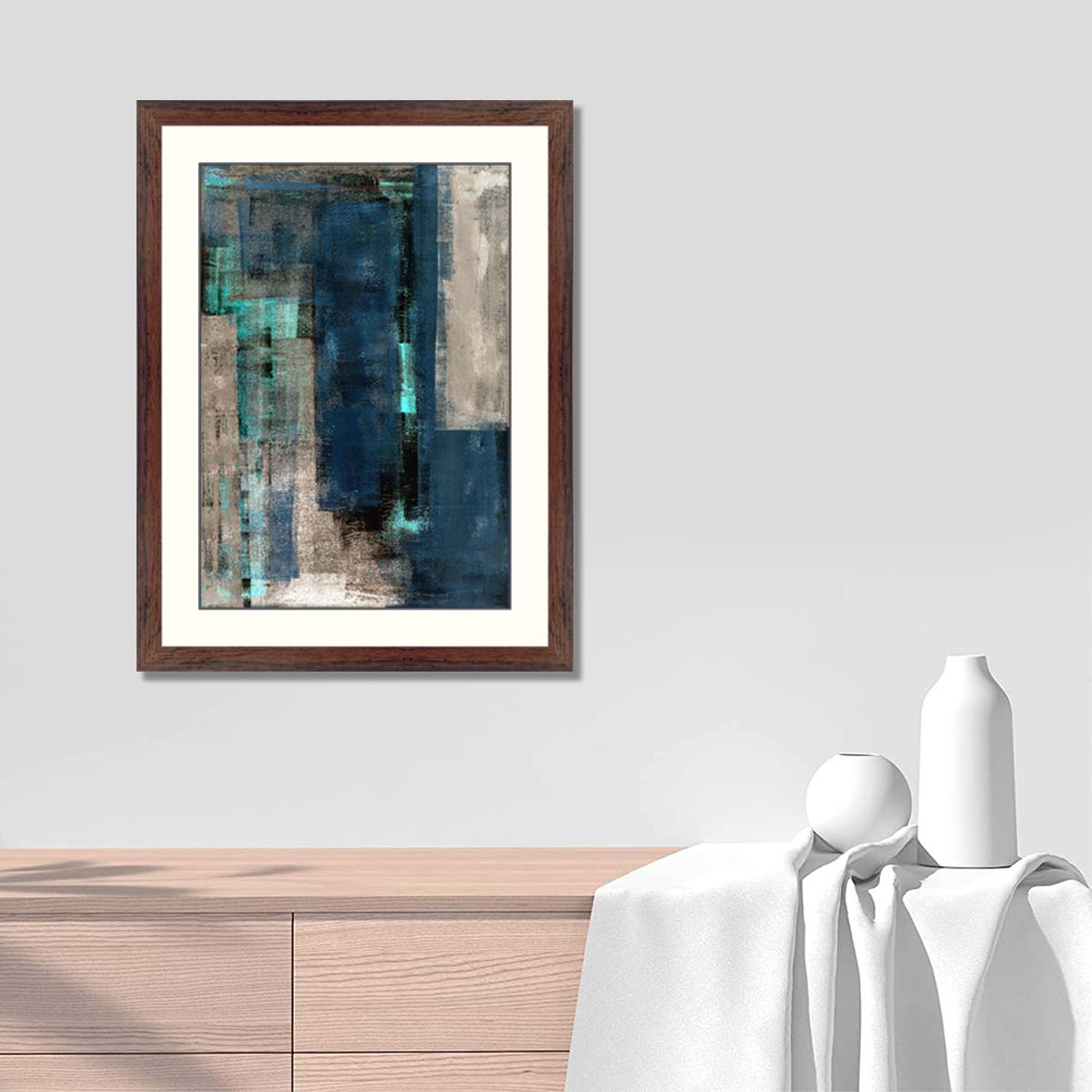 Blue and Beige Abstract Art