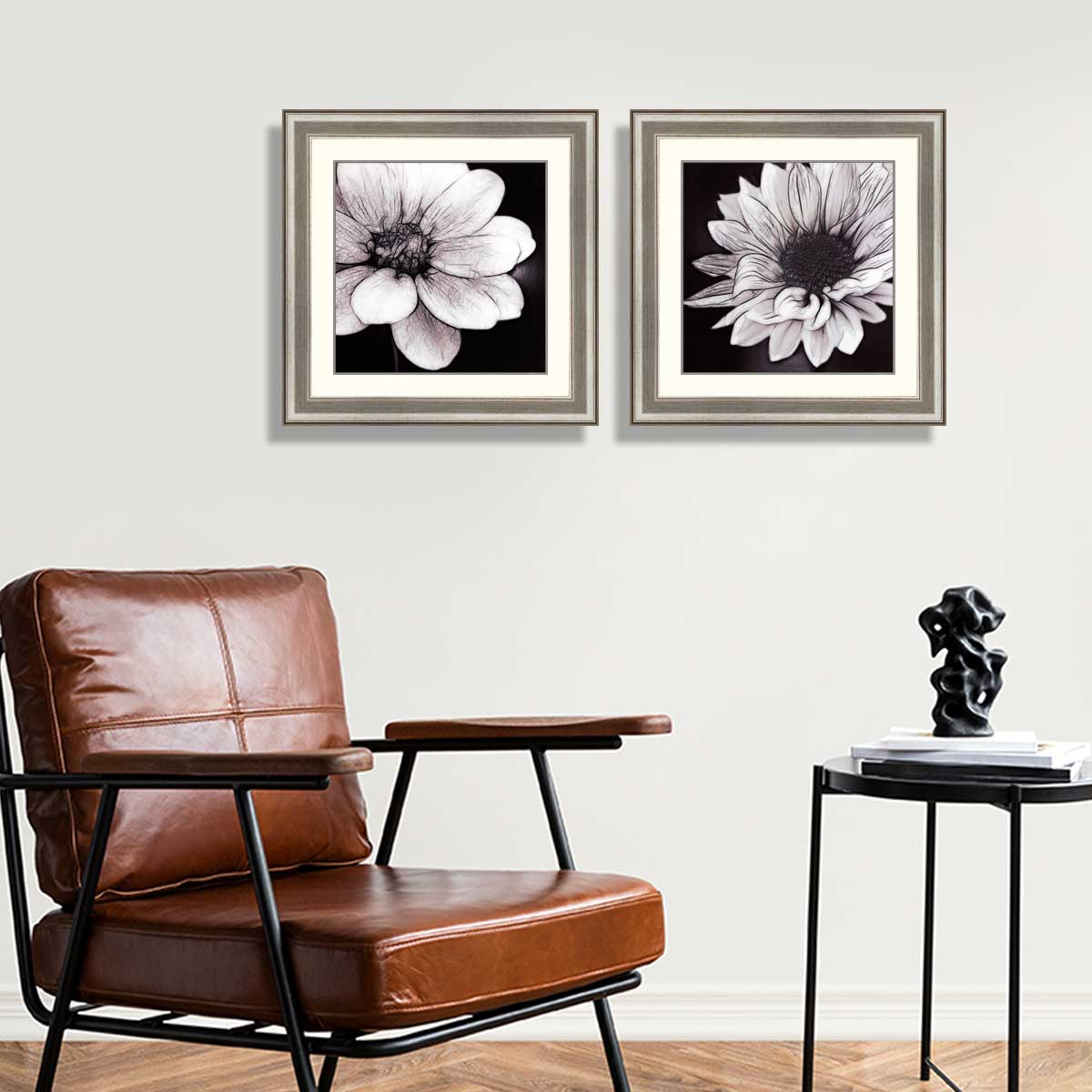 Set of 2 Floral Framed Art 03