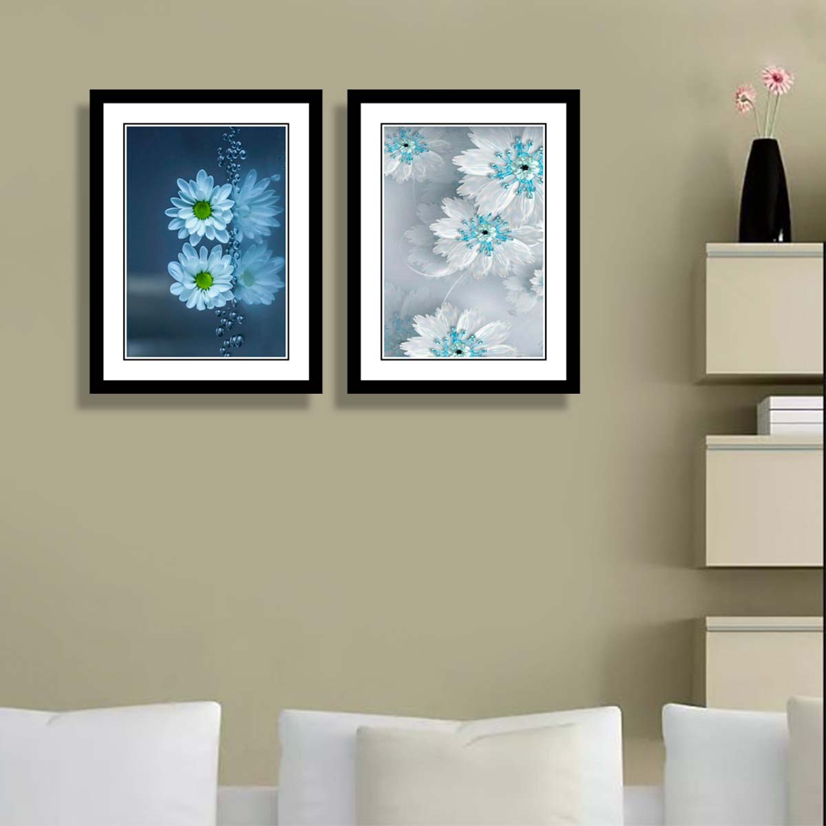 Set of 2 Floral Framed Art 12