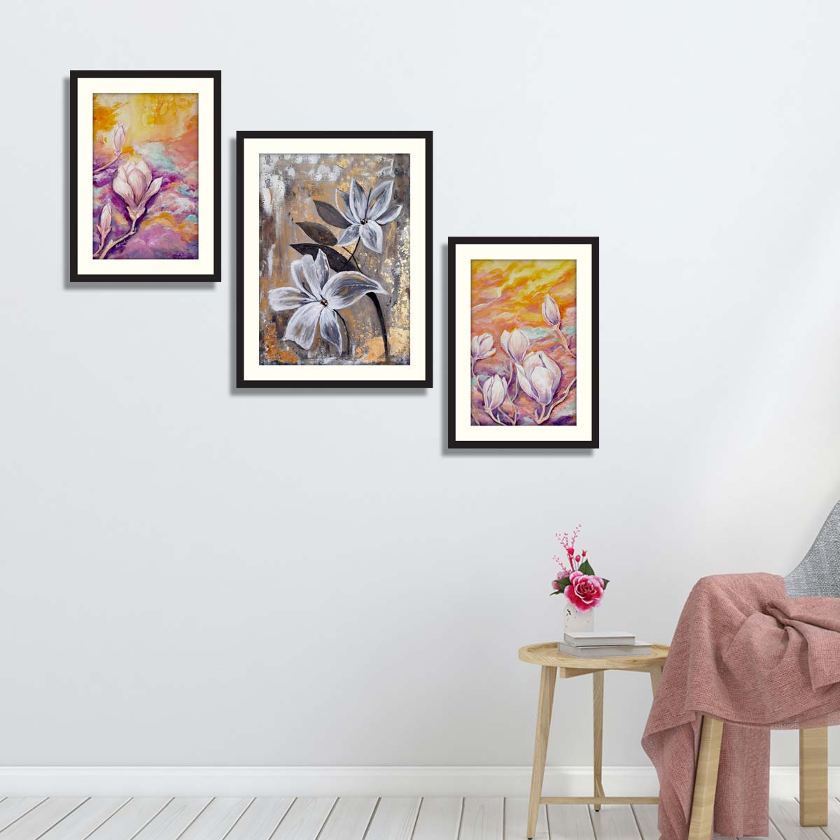 Set of 3  Floral Framed Art 05