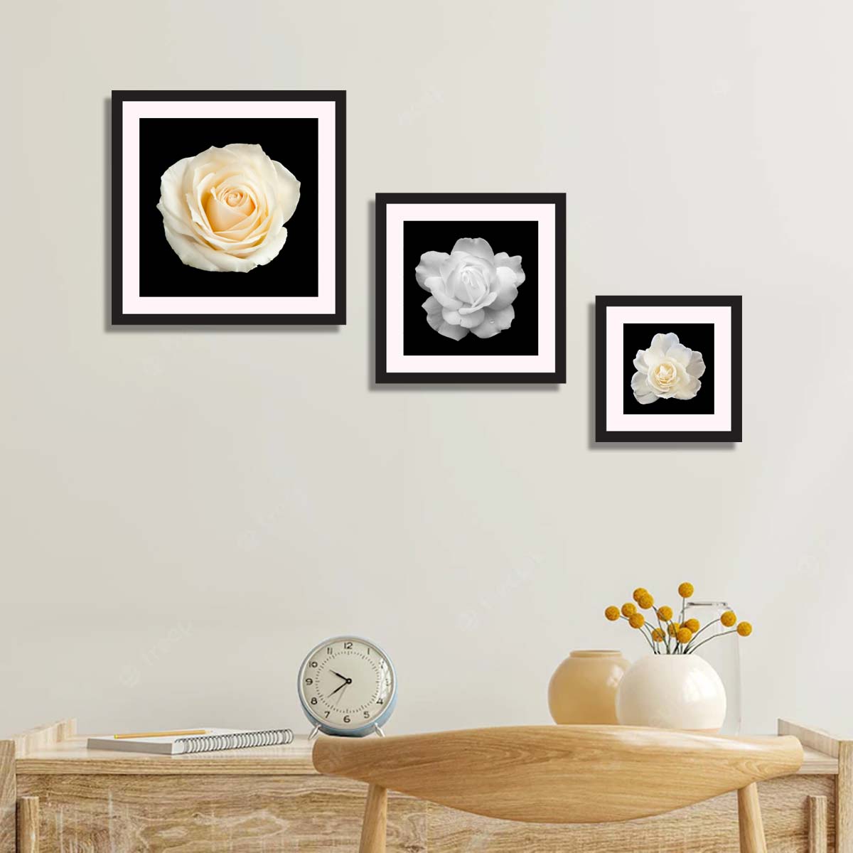 Set of 3 Floral Framed Art 06