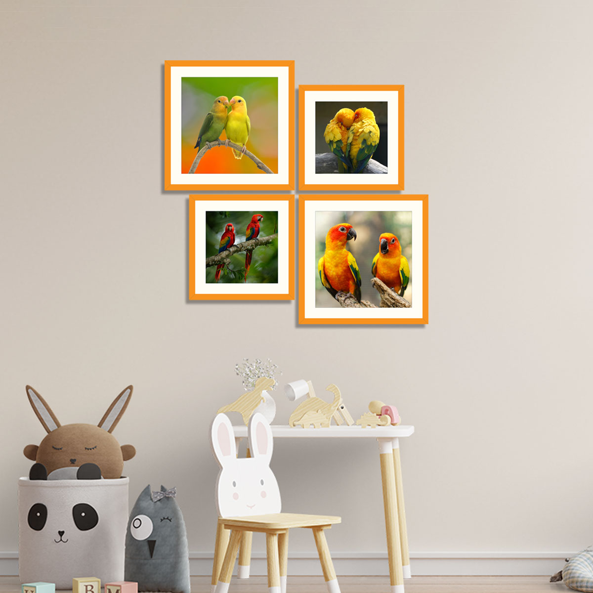 Set of 4 Birds Framed Art