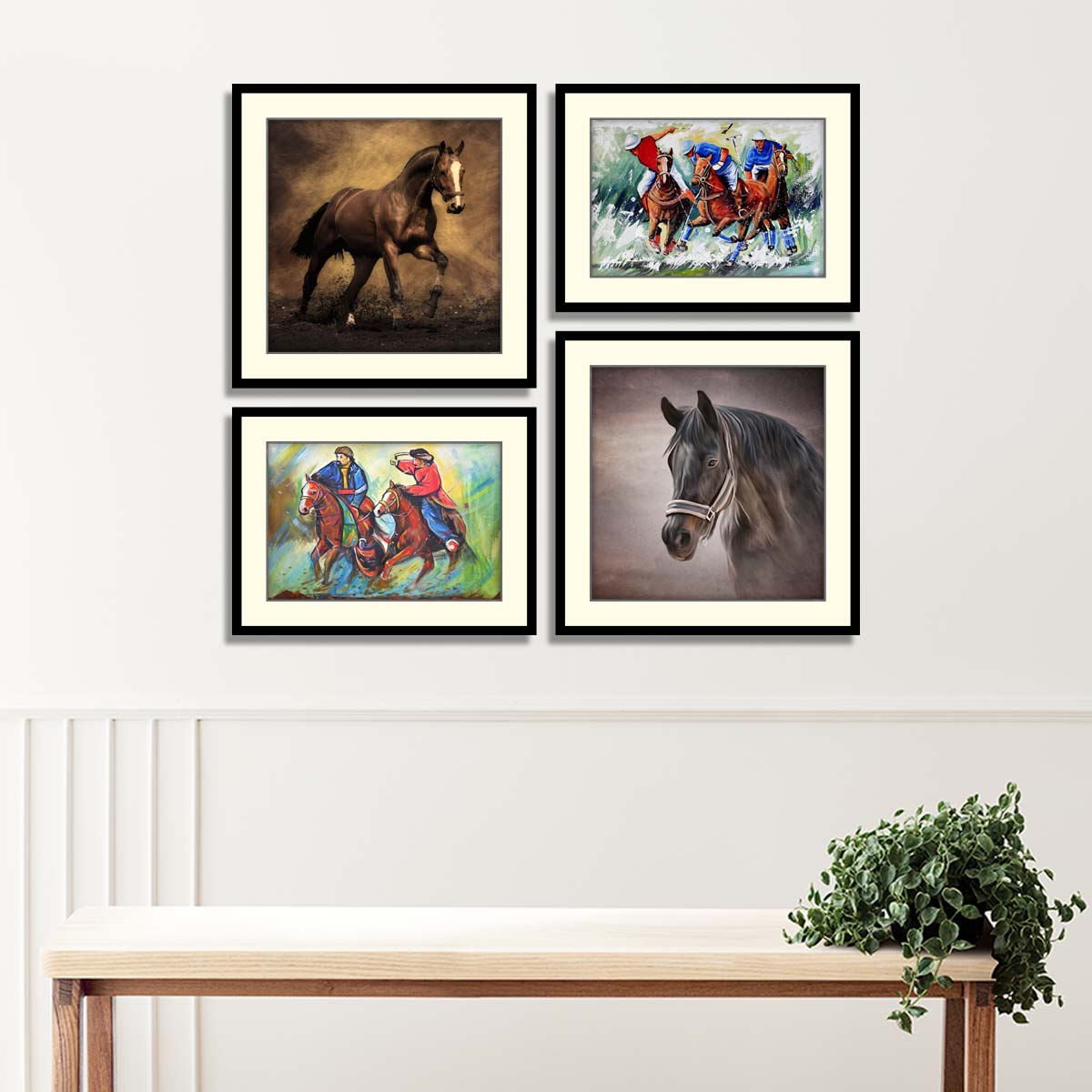 Set of 4 Horses Framed Art 01