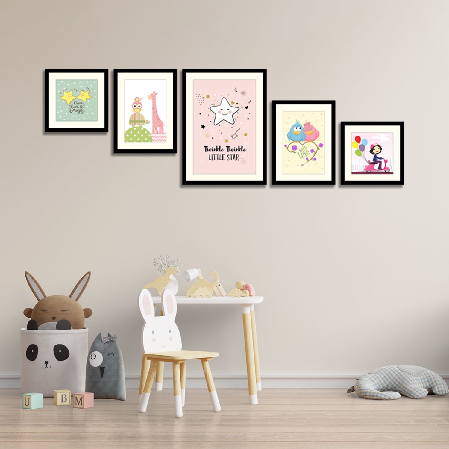 Set-of-5-Kids-Framed-Art