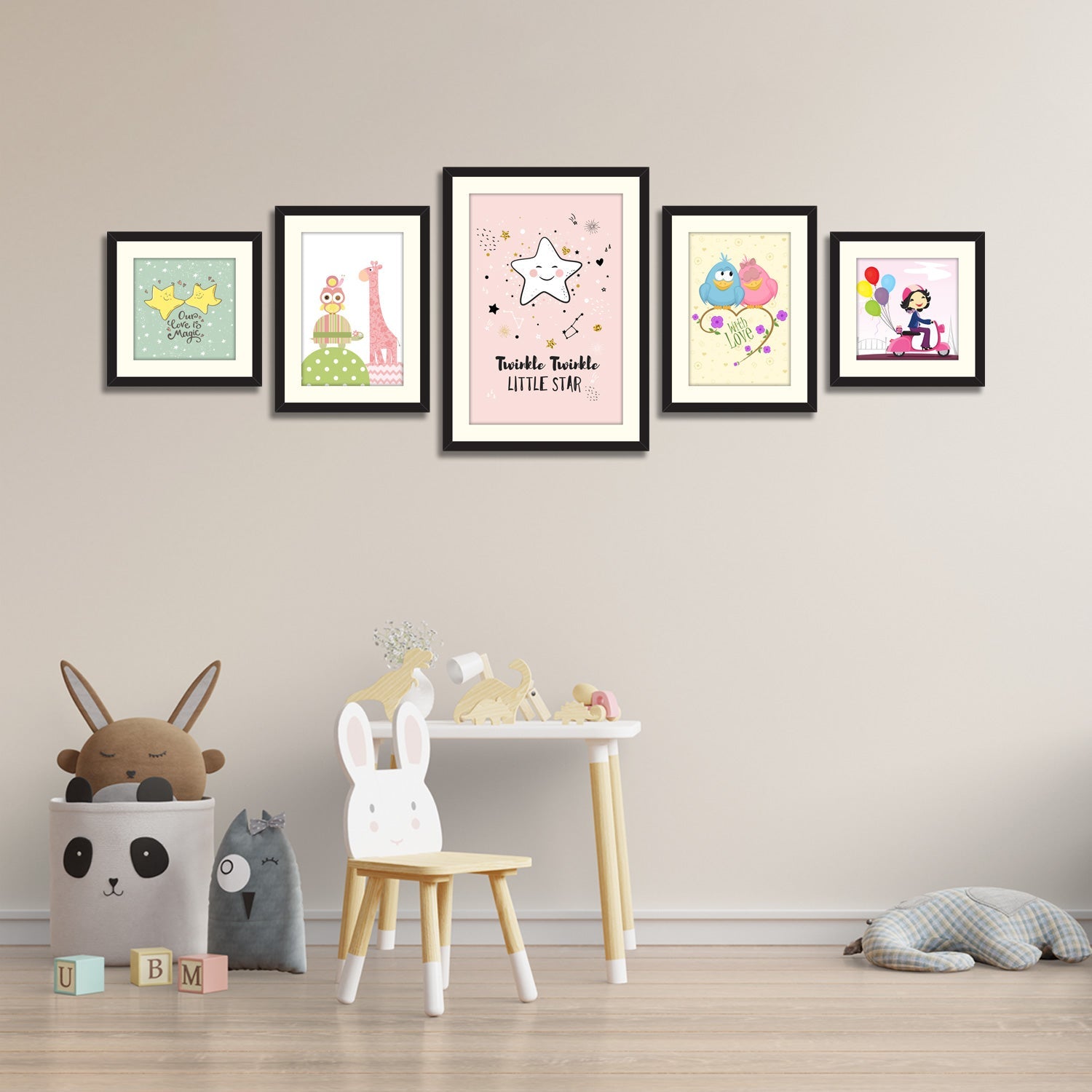 Set-of-5-Kids-Framed-Art