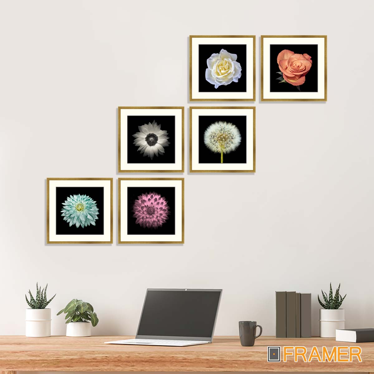 Set of 6 Floral Framed Art 02