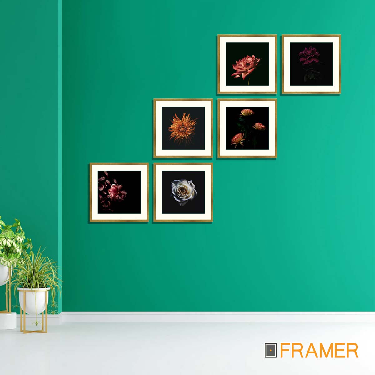 Set of 6 Floral Framed Art 04