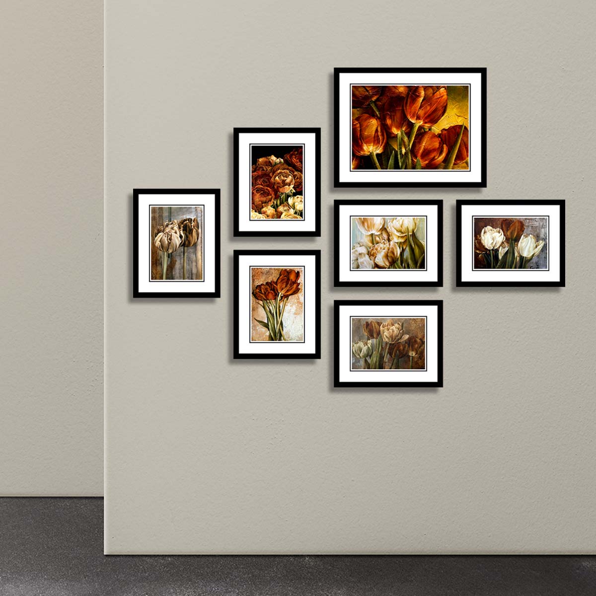 Set of 7 Floral Framed Art