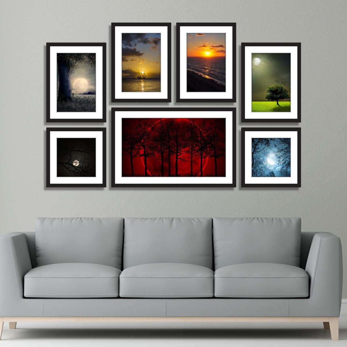 Set of 7 Scenic Framed Art