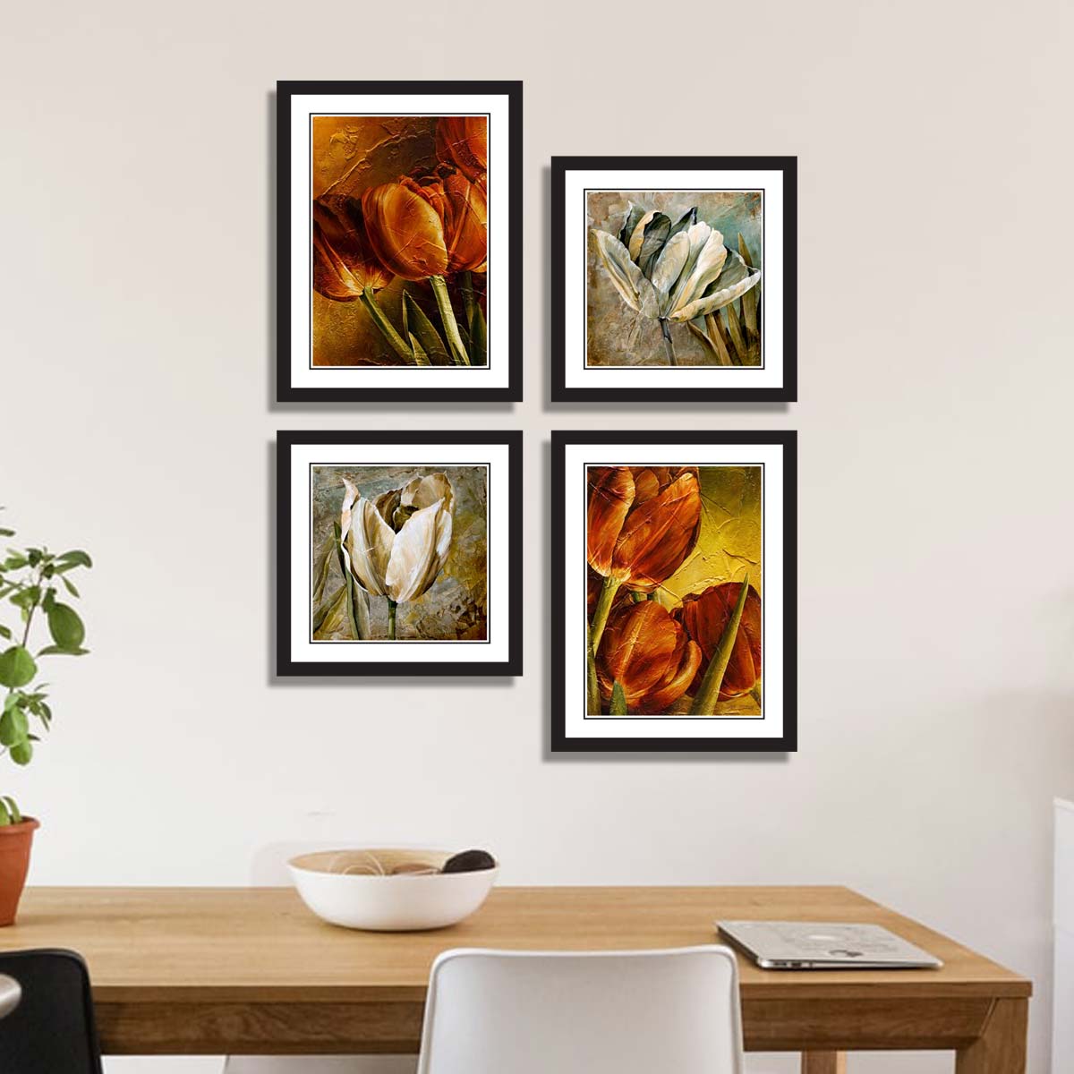 Set of 4 Floral Framed Art 03