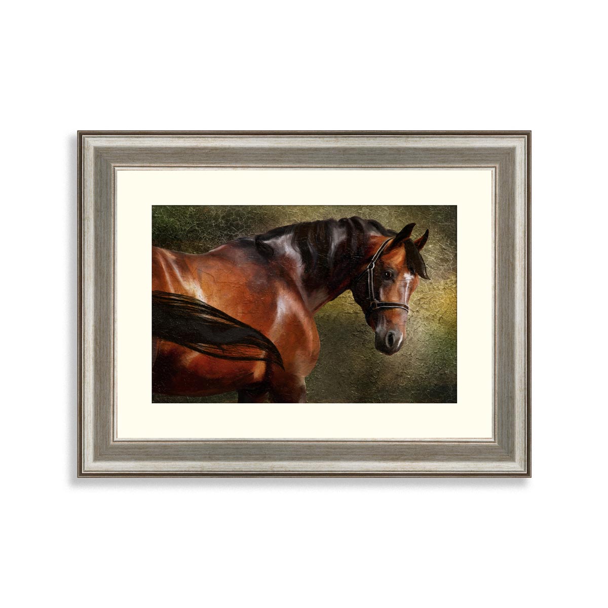 The Thoroughbred classical portrait. Simulation in old painting style