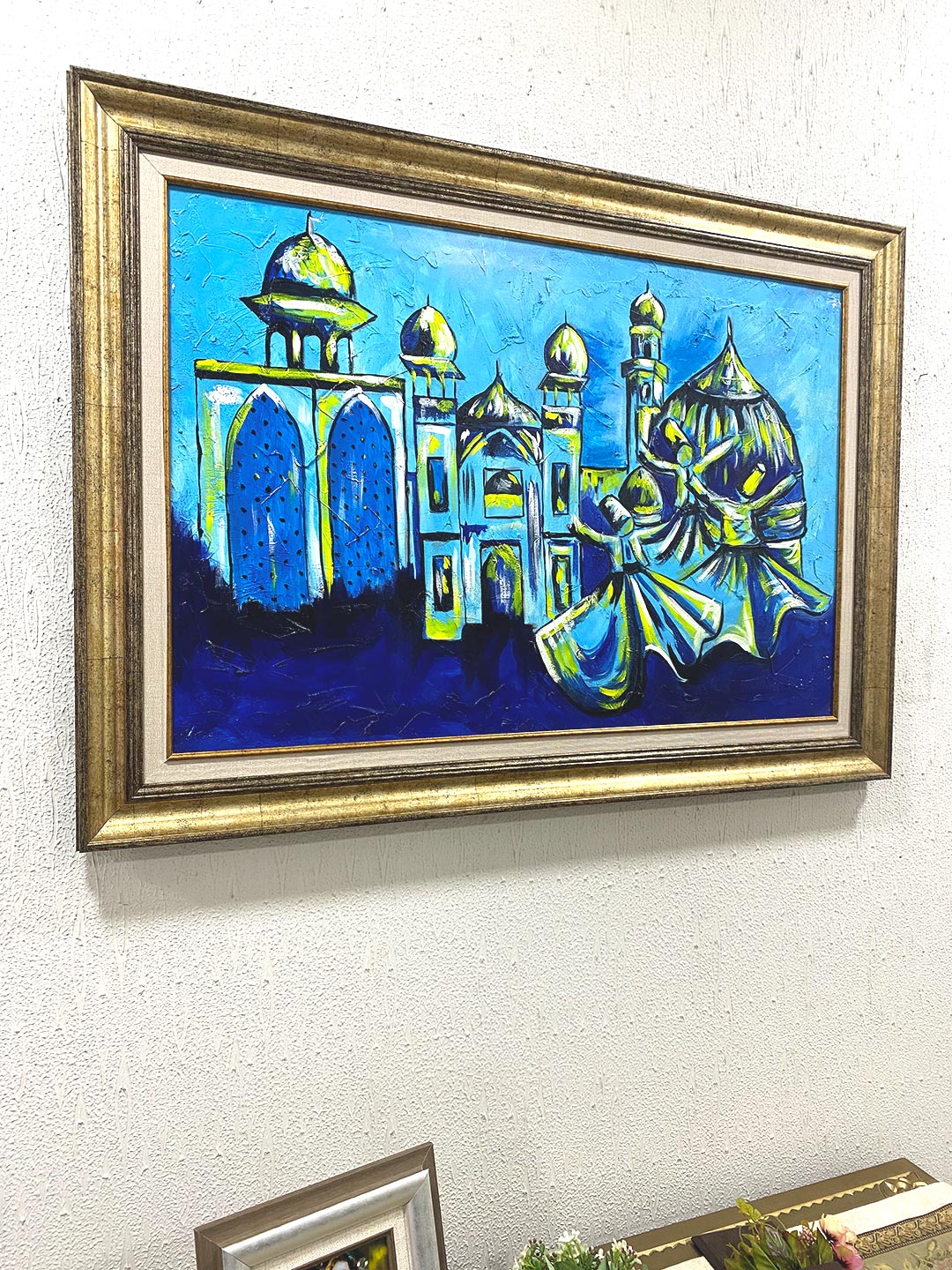 Whirling Dervaish Oil painting on Canvas with Matt Gold frame