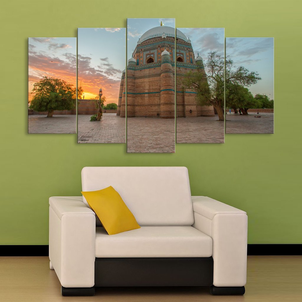 5 Panels Canvas set of Sunrise-at-Tomb-of-Shah-Rukn-e-Alam-Multan