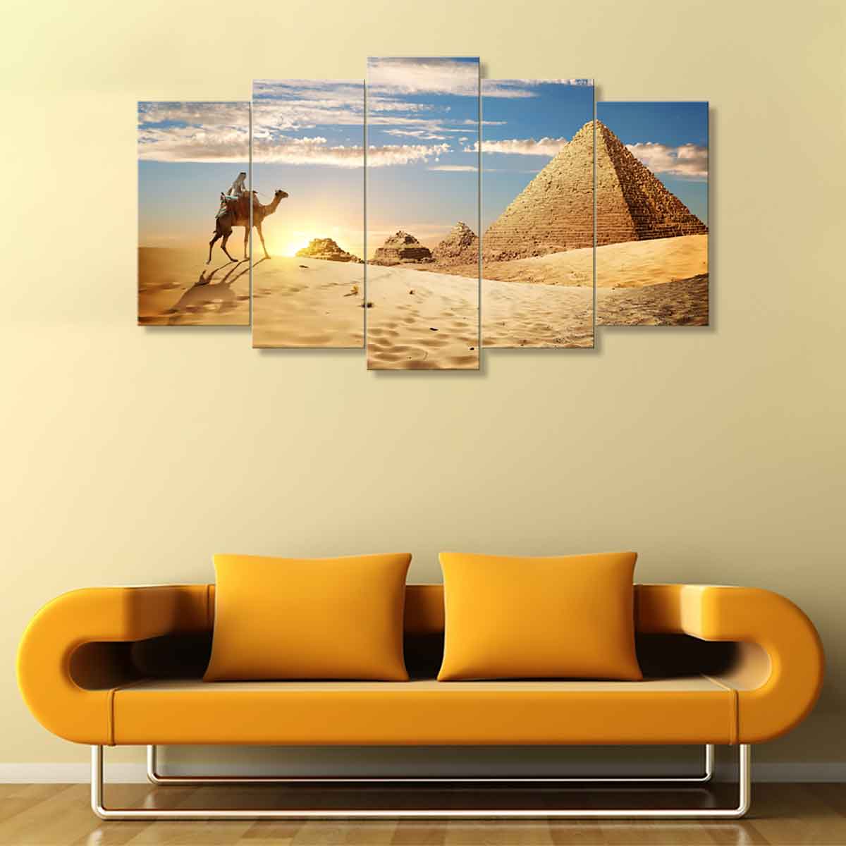 5 Panels Canvas set of Sunset-in-desert01