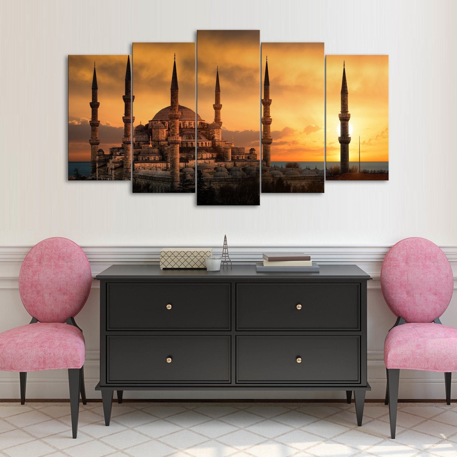 5 Panels Canvas set of The-Blue-Mosque-in-Istanbul-during-sunset