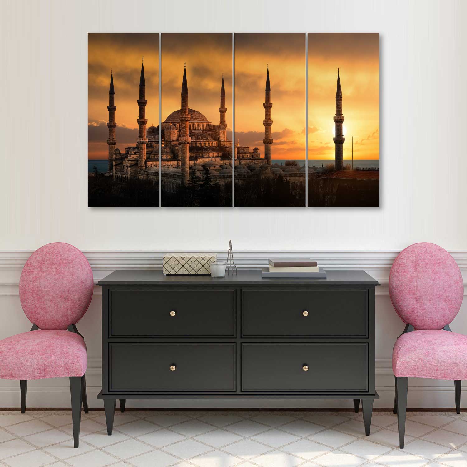 5 Panels Canvas set of The-Blue-Mosque-in-Istanbul-during-sunset