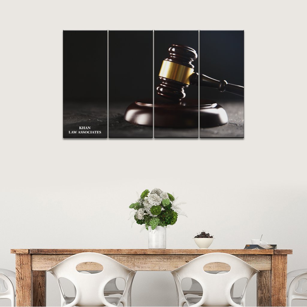 4 Panel Canvas Set of The gavel of a judge in court 04