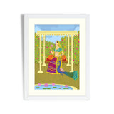 Lady on swing in Indian art style