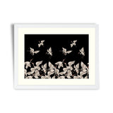 Seamless pattern with Japanese white cranes in different poses