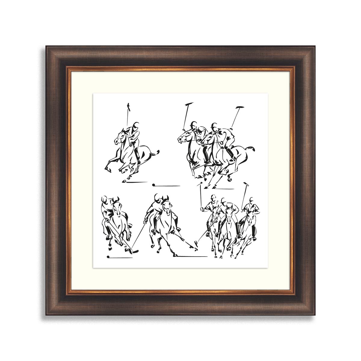 Polo players Brush drawing-based vector illustrations showing polo players