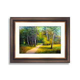 Forest landscape, beautiful solar road in the woods on canvas