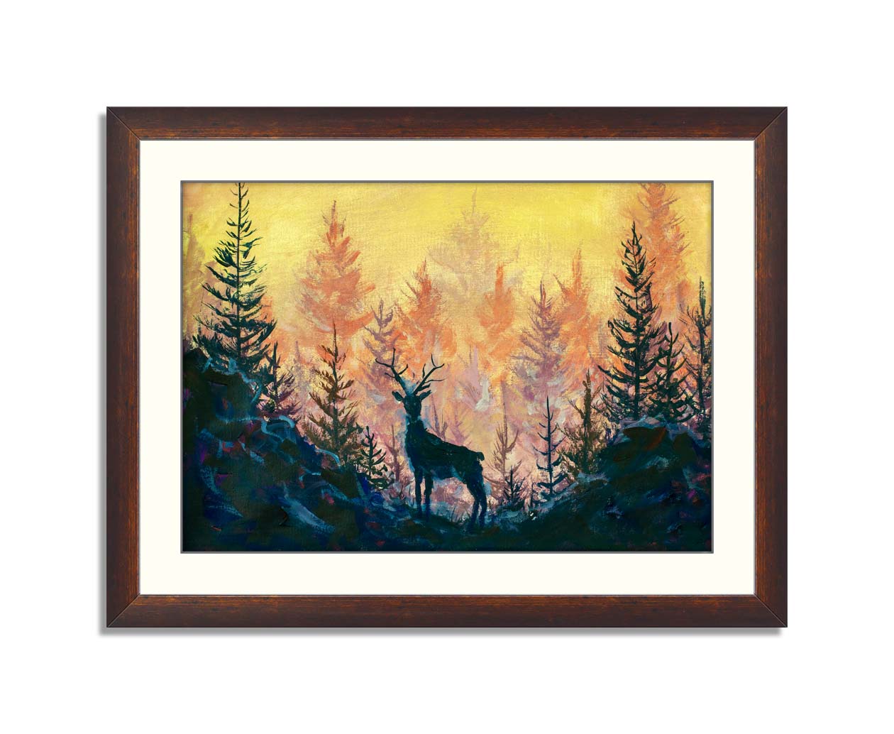 Deer and forest art  illustration animal landscape artwork