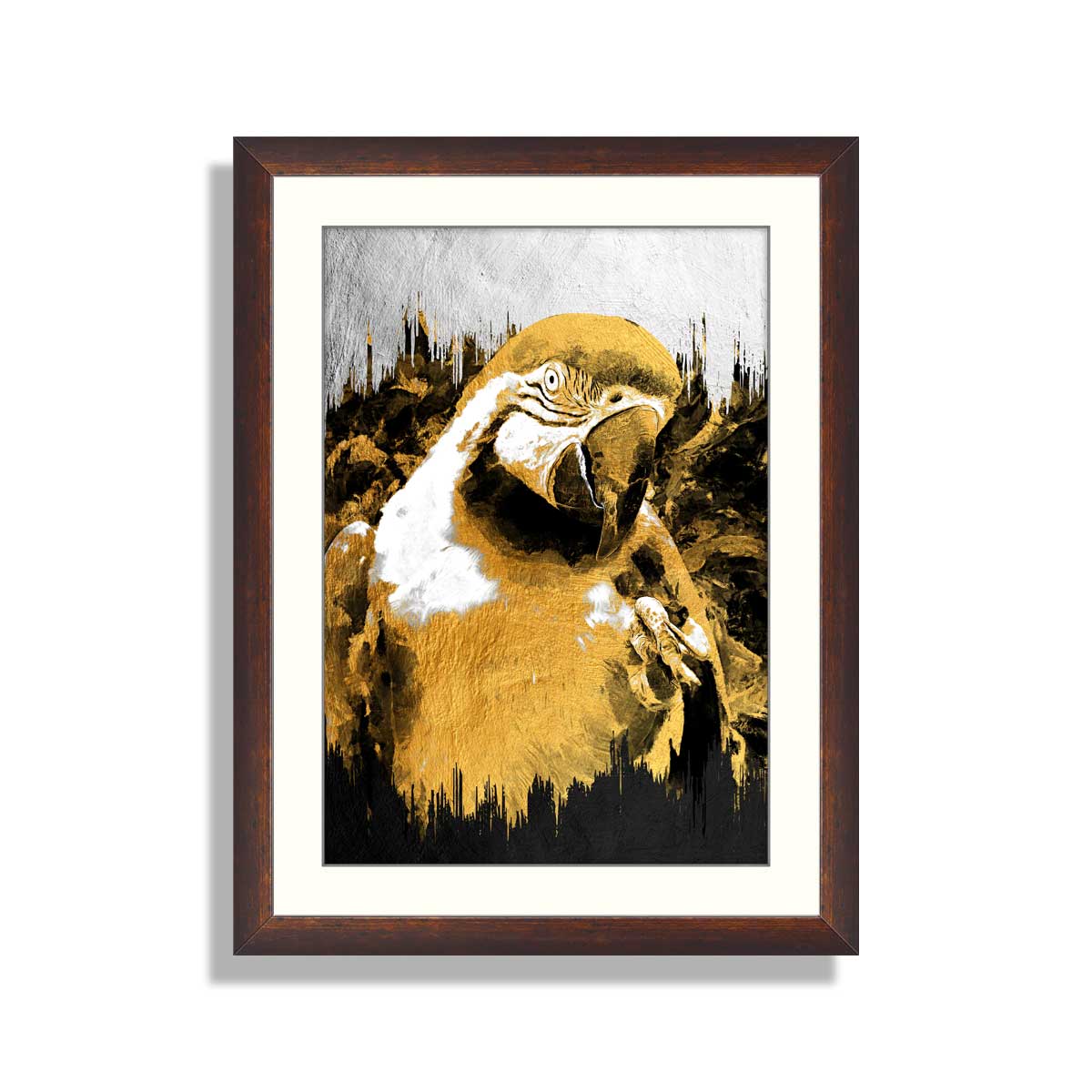 Gold abstract painting of Parrot