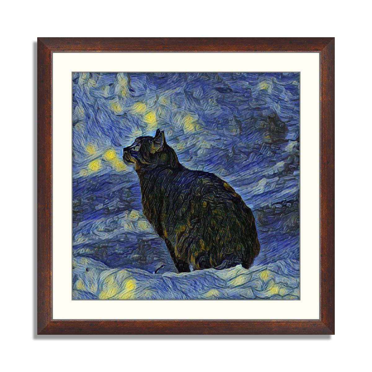 Cat in Vincent Van Gogh impressionist art style