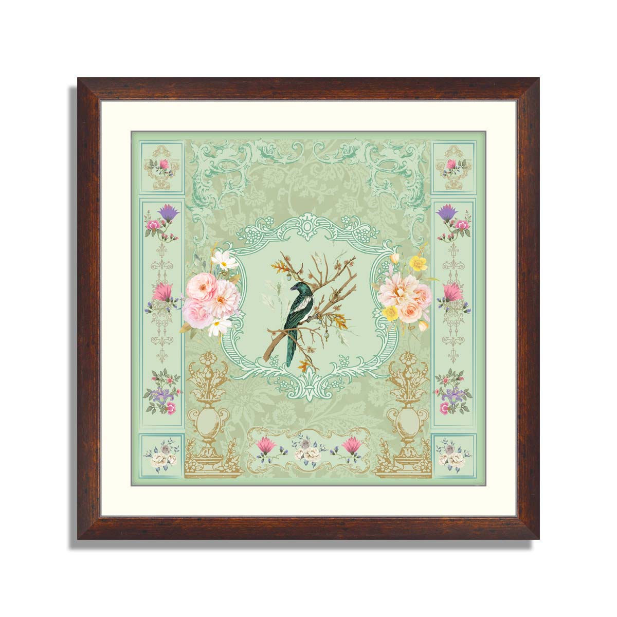 Vintage Victorian pastel floral wall