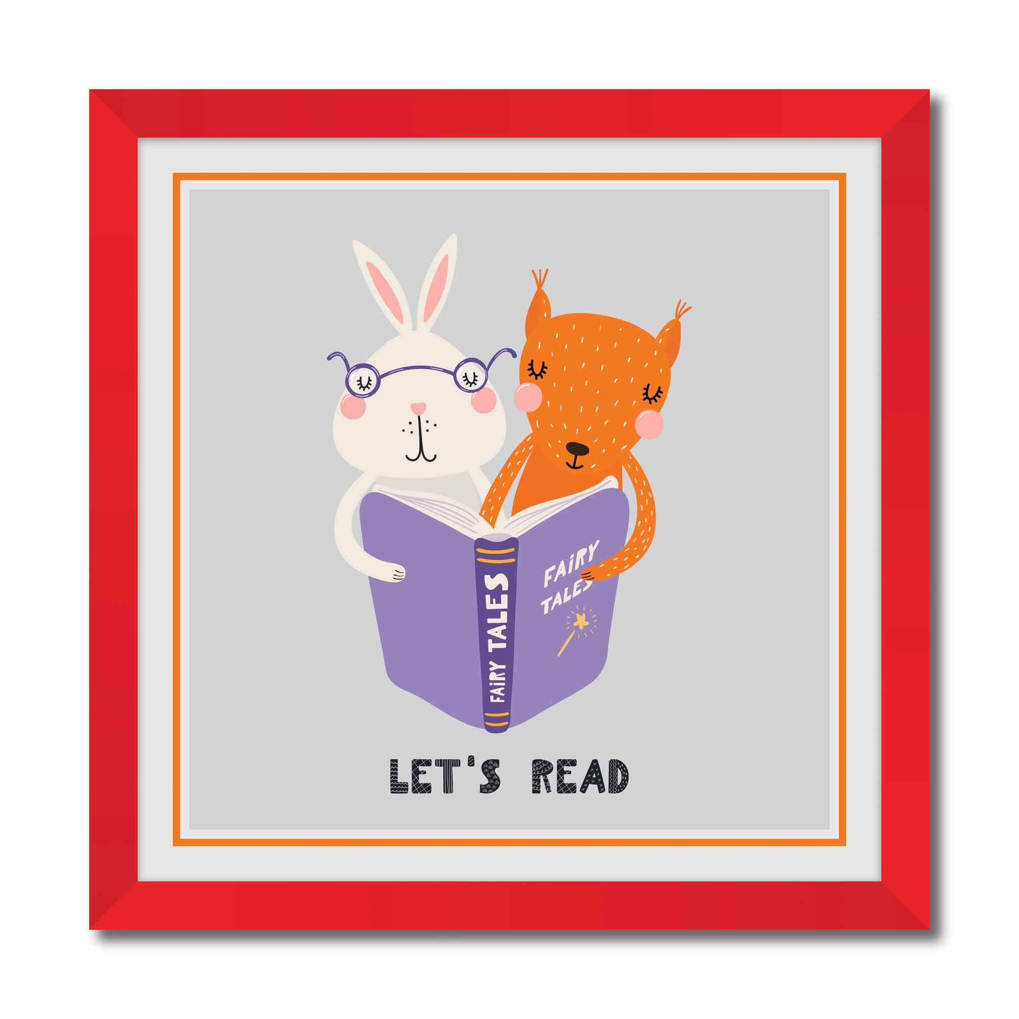 cute funny bunny and squirrel reading a book