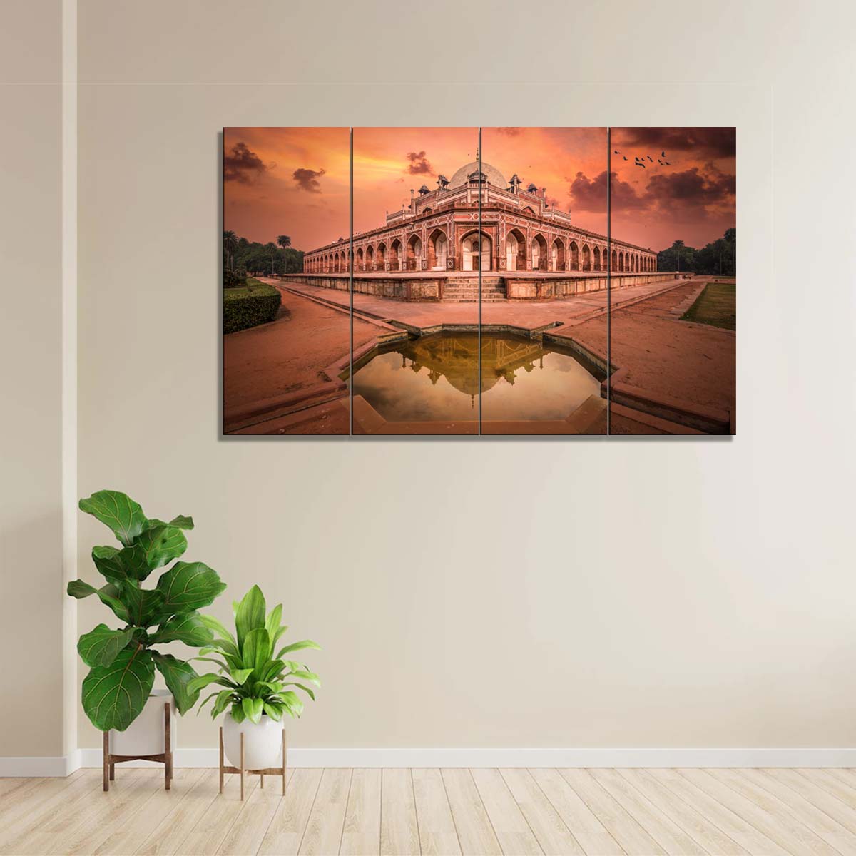 5 Panels of humayun's-tomb-in-Delhi-5P Printed size 4.5 x 2.5 feet