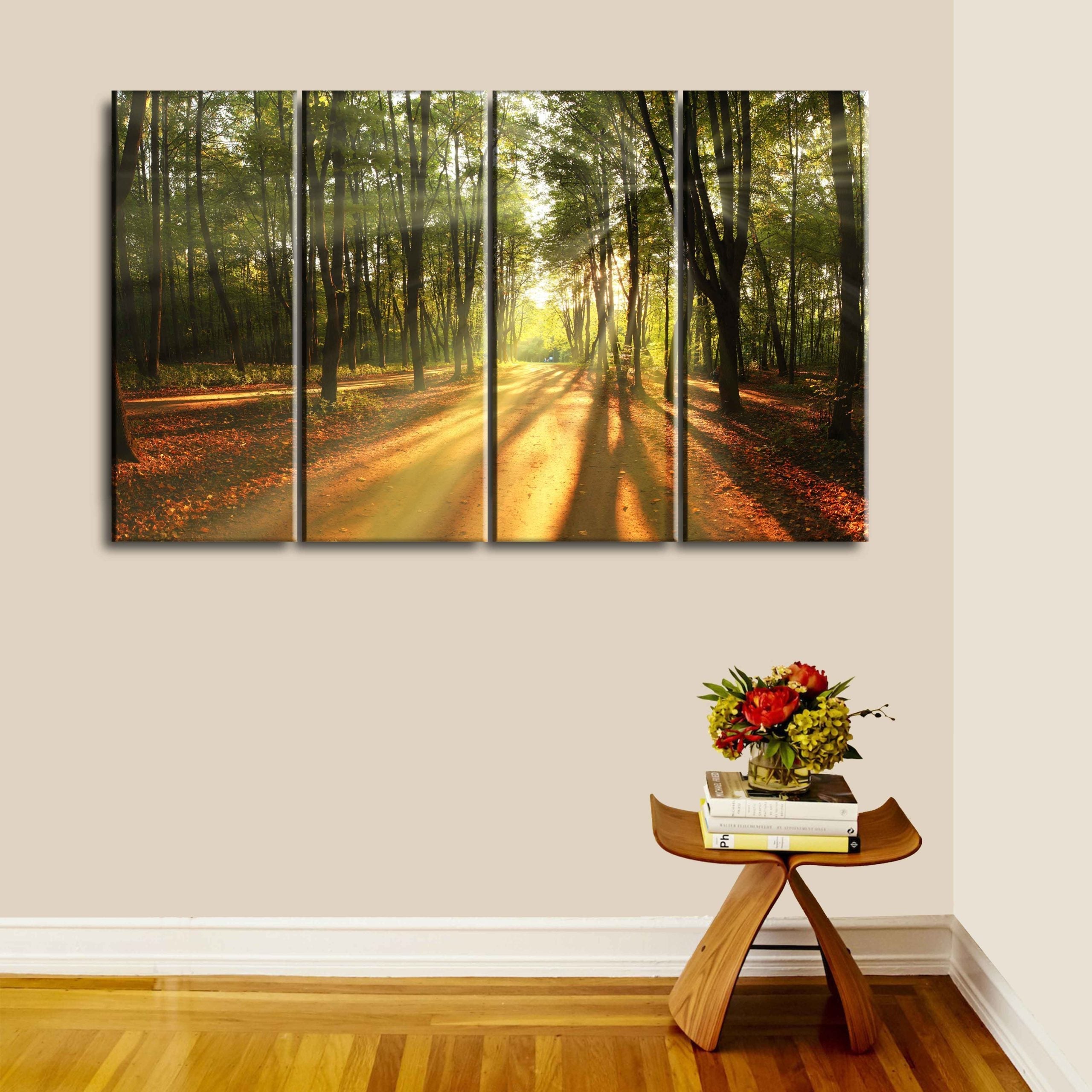 5 Panels light rays fall landscape trees