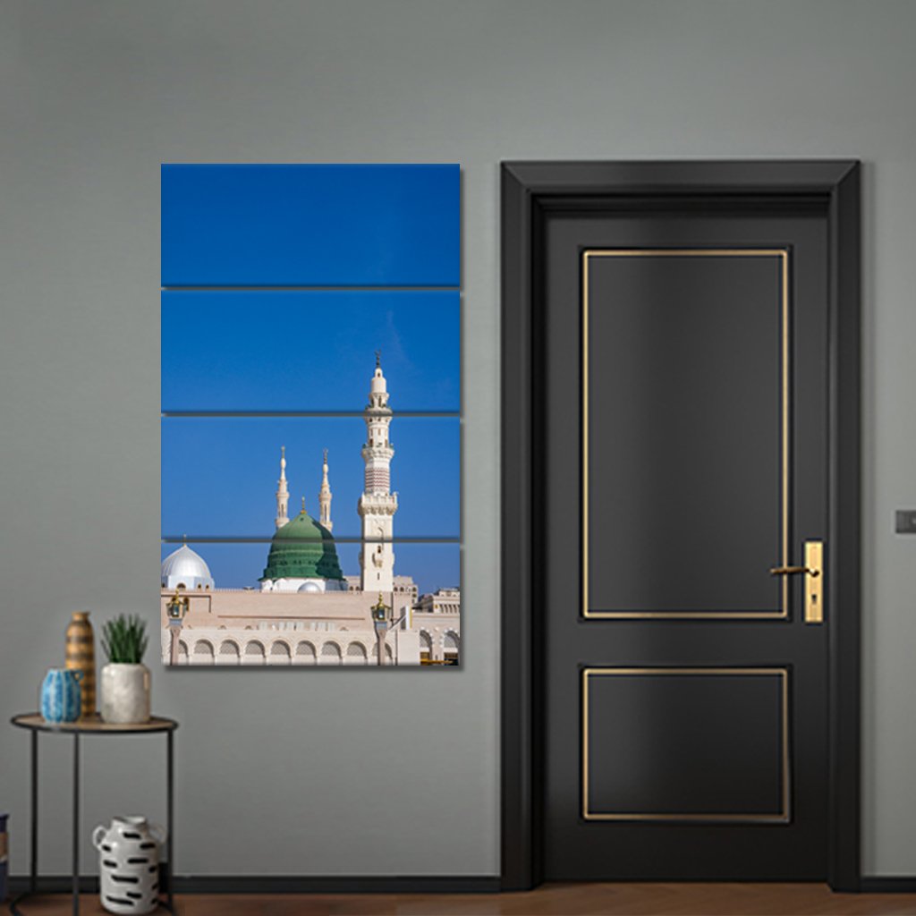 3 Panel Canvas set of Masjid Al Nabawi minaret and green dome in Madinah