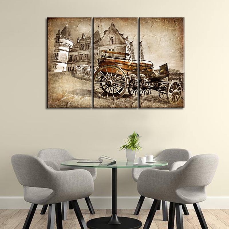 3 Panels Canvas Set medieval castles of old France